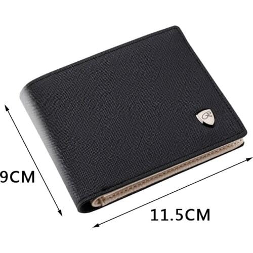 Mens Wallet Solid Color Leather Business Money Bag Male Short Two Fold Famous Vintage Wallet Multi-card Holder Thin Coin Purses