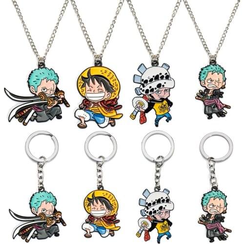 NEW 3 Types Zoro Keychain Japan Comic D.Luffy Figure Pendant Keyring Jewelry Enamel Car Key Holder Accessory Cosplay Gifts