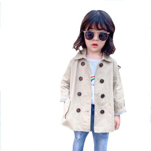 2020 Baby Girl Spring Autumn Trench Coat Button Jackets Kids Children Fashion Casual Jacket Clothes 1-8T