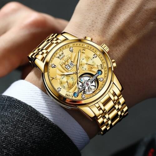 OLEVS Luxury Men Mechanical Watch Automatic Watch Sport Stainless Steel Date Waterproof Watch Men relogio masculino Gifts 9910