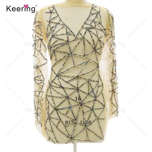 Sexy Design Bridal Heavy Silver Nodice PatchMix Color Rhinestone Bodice Applique Patterns WDP-192short