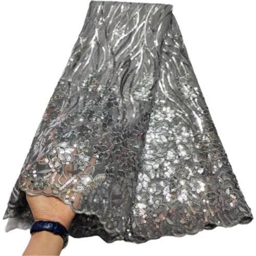 Grey/ silver French Tulle Lace Fabric Latest African Lace Fabric High Quality Sequins Lace for Nigeria Wedding Dress red