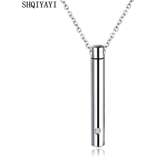 SHQIYAYI 316L Stainless Steel Perfume Bottle Pendant Jewelry For Men Women Simple Style Fashion Necklace Anniversary Gift 1524
