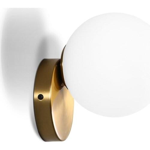 Glass Ball LED Wall Lamp Modern Iron Wall Sconce Bedroom Living Room Wandlamp Stair Way Lighting Fixtures Bedroom Arandela