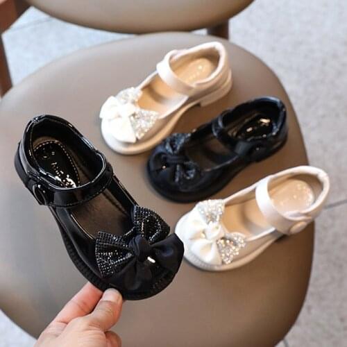 Girls Mary Janes Shoes 2021 Autumn Patent Leather Dress Shoes For Kids Platform Lolita Shoes Bling Bow Princess Shoe White Black