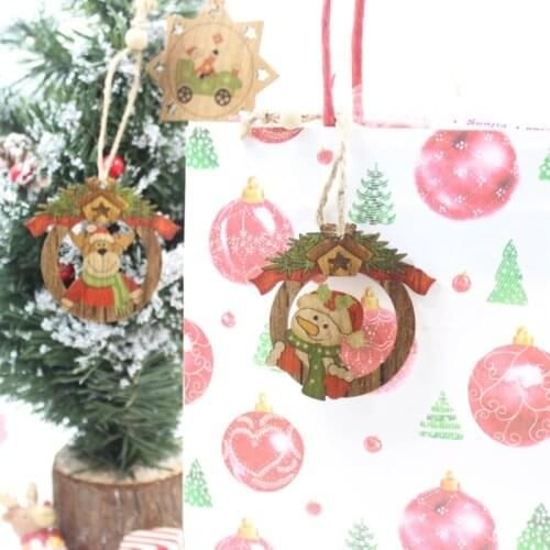 Creative Vintage Christmas Wooden Pendants Ornaments DIY Wood Crafts Kids Gift Xmas Tree Ornament Christmas Party Decorations