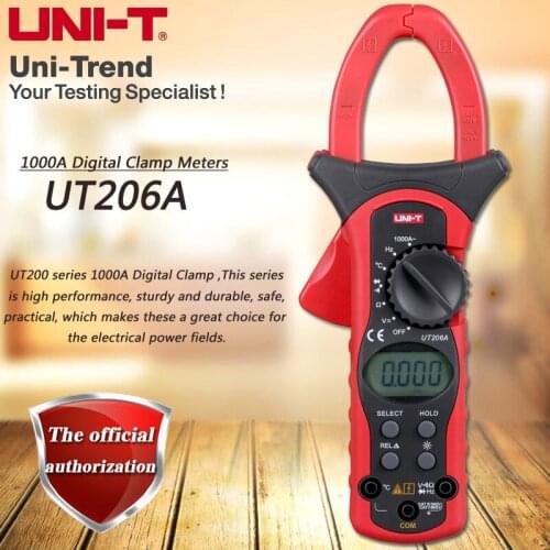 UNI-T UT206A 1000A AC Digital Clamp Meter Multimeter Resistance / Frequency / Temperature Test Diode Test Relative Measurement