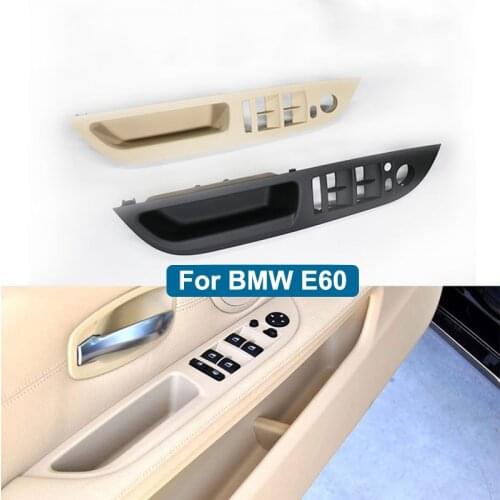 Car Interior Inner Door Handle Panel Trim Cover For BMW E60 E61 5 Series 520 525 528 2008-2010 Auto Accessories LHD Black Beige