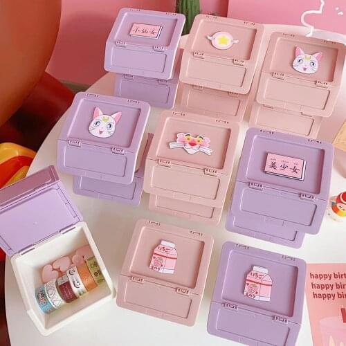 W&G Storage Box Girl Organizer Japan Korean Cute Desktop Organizer Mini Table Storage Pink Purple Storage Bucket Makeup Box