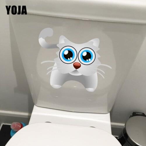 YOJA 19.4*15.5CM Cartoon Cat Funny WC Toilet Sticker Home Decor Room Wall Decal T1-0189