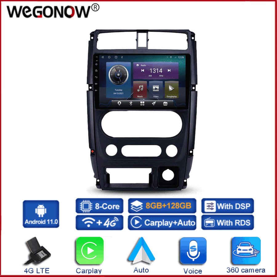 360 Panoramic Camera Carplay 6GB+128GB Android 10.0 Car DVD Player GPS WIFI Bluetooth 5.0 RDS Radio For Suzuki Jimny 2007-2012