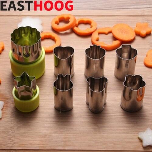 8pcs/set Cute Stainless Steel Fruit Vegetable Embossing Mold Cookie Fondant Cake Cutting Mold Pastry Baking Tools