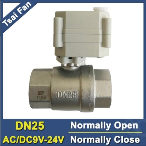 BSP/NPT 1" Stainless Steel Electric Normally Open/Close Valve With Manual Override DC/AC9V-24V 2 Wires TF25-S2-B DN25 Full Port