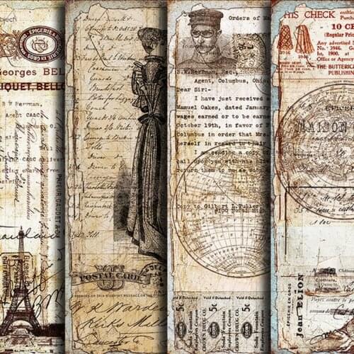 Old Medieval Style Newspaper Junk Journal Backing Material Decorative Paper Large Size Old Map Background Paper