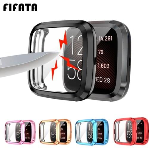 FIFATA Full Case Cover For Fitbit Versa 2 Plating TPU Protective Shell For Fitbit Versa 2 SE Smart Watch Screen Protector Cases