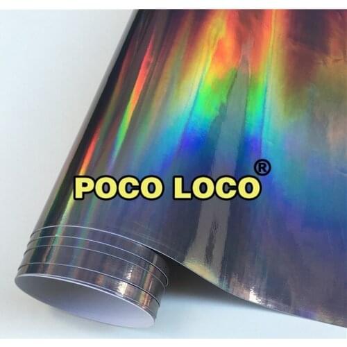 Black Holographic Laser Rainbow Chrome Black Car Vinyl Whole Car Parts Wrap Film Sticker Colorful Foil DIY Car Body Films