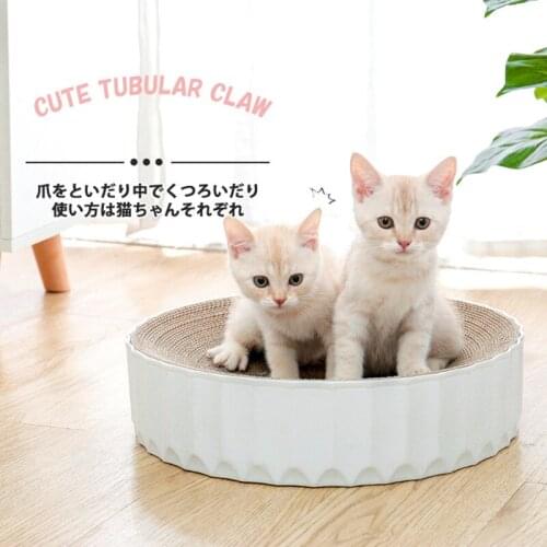Cardboard Cat Scratcher Scratch Pad Reversible & Replaceable Cake Shaped Cat Lounge Bed Corrugated Scratching Pad with Catnip