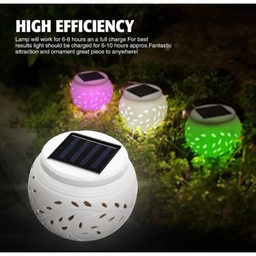 Color changing solar ceramic ball garden light waterproof LED night light, used in garden outdoor/indoor decoration, ideal gift