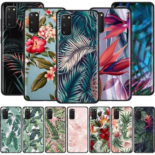 TPU Soft Case For Samsung Galaxy S20 FE S10 Plus S10e Note 20 Ultra 10 Lite S9 S8 Back Phone Cover Shell Tropical Green Leaf