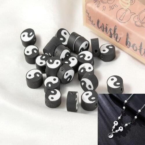 A Set of 50 Antique Yin Yang Loose Beads DIY Creative Bracelet Necklace Accessories Black Color Tai Chi Design Loose Beads