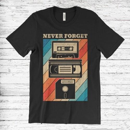Never Forget Vintage Floppy Disk VHS Tape 90s 80s Cassette T Shirt 90s Party Costume 80s Vibe TShirt Tank Top Music Shirts(1)