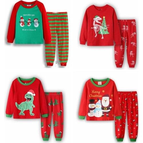 New Children Pajamas Sleepwear Red Beer Kids Boys Christmas Underwear Suit Baby Girls Cotton Nightgown Nightwear Party Clothing