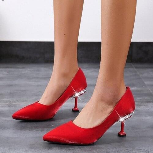 2021New Large Size Pointed Shallow Mouth Stiletto Single Shoes Women Korean Fashion All-match High Heels Women High Heels Sexy
