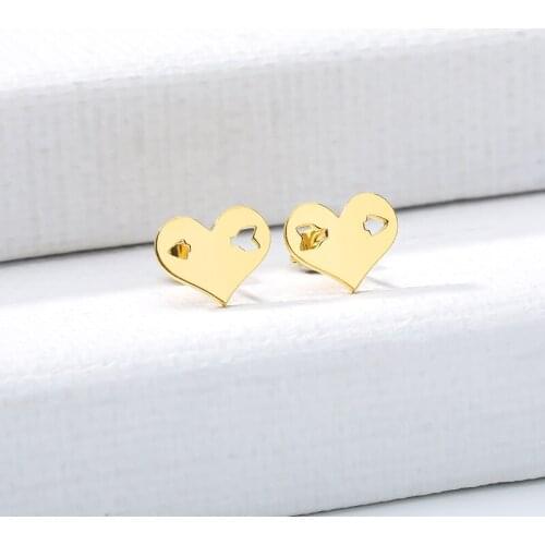 New Fashion Gold Color Hollow Geometry Love heart Earrings Heart Sweet Gold Earrings For Women Gifts Fashion Jewelry 2019