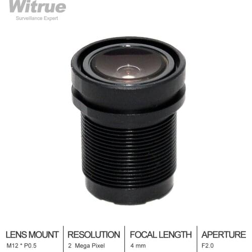 Witrue CCTV Camera Lens HD 2 Megapixel 4mm M12 * P0.5 Mount Aperture F2.0 for Security Cameras