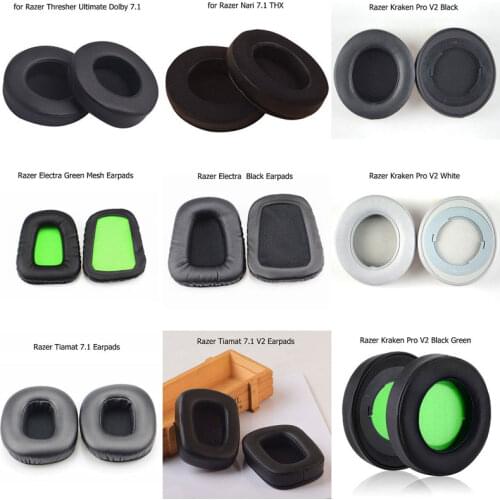 Updated Soft Earpads for Razer Tiamat/Thresher Ultimate/Electra/Nari/Kraken Pro V2 Full Series Earpads for Gaming Headset