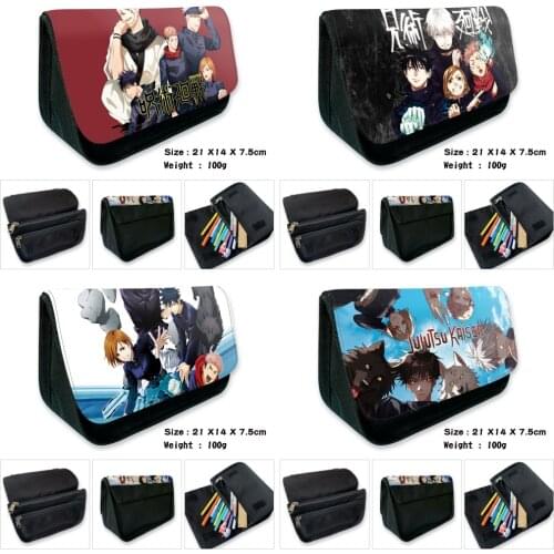 Casual Pencil Case Anime Jujutsu Kaisen Student Zipper Waterproof Cosmetic Bag Cartoon Pen Bag Boy Girl Stationery MakeUp Bag