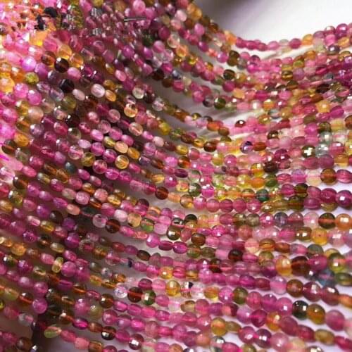 Tourmaline color coin faceted 4*3mm for DIY jewelry making loose beads FPPJ wholesale beads nature gemstone
