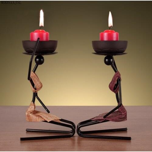 Creative abstract figure Candlestick decor metal crafts Kneeling position girl countertop home living room Candlestick decor