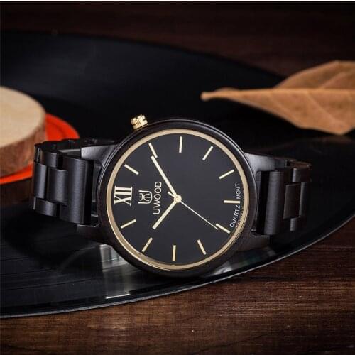 Uwood Wooden Watches Quartz Men Slender Strap Wristwatches Wood Bamboo Watch For Men Quartz Watch Relogio Masculino Husband Gift