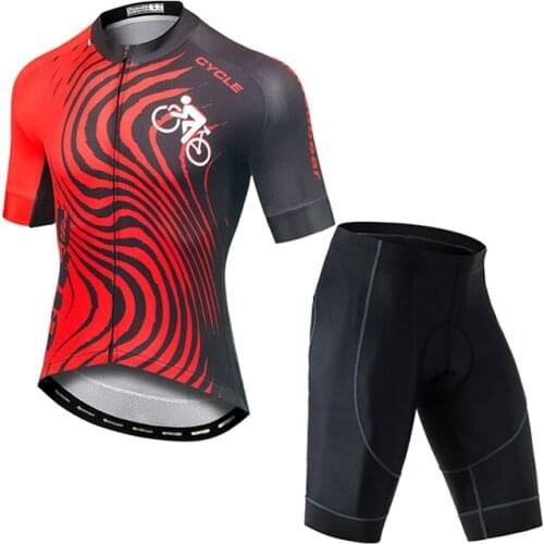 High quality polyester absorb sweat bike set black high elasticity bicycle jersey men summer cycling clothing