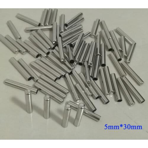 5mm*30mm One End Closed NTC temperature sensor probe protection shell PT100 DS18B20 nickel coated brass tube ,100 pcs / lot