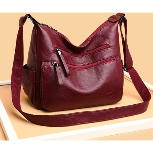 Womens bag luxury designer ladies shoulder messenger bag soft PU leather multi-function bag 2020 new double zipper handbag