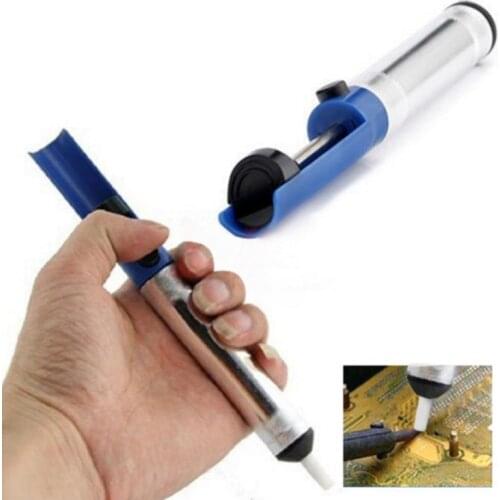 1Pc Aluminium Solder Sucker Desoldering Pump Gun Tool Blue Removal Device Vacuum Soldering Iron Desolder For Powerful Fuction