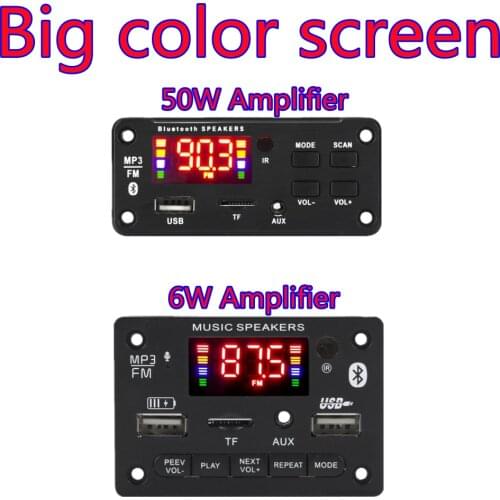 Amplifier 50W/ 6W Player Decoder Board 5V-18V Bluetooth-compatible 5.0 Car FM Radio Module TF USB AUX WMA Player Decode