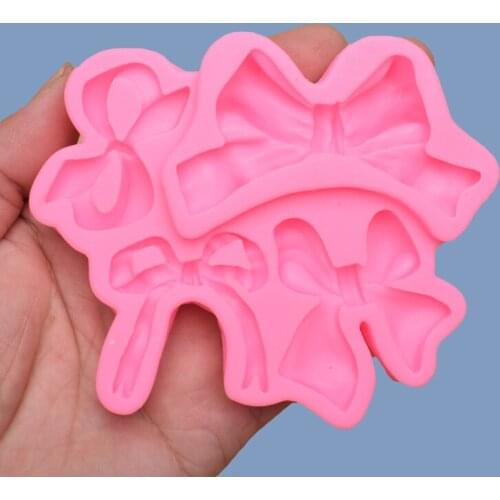 2 bowknot silicone mold dry pace chocolate sugar baking diy car decoration glue drop jewelry mold
