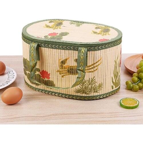 2020 new portable green bamboo basket foldable vegetable basket woven storage basket