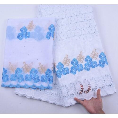 2020 New Arrival African Bazin Riche Fabric Punch Embroidery Lace / Bazin Riche Cotton Fabric Nigerian Dress Material 5+2 Yards