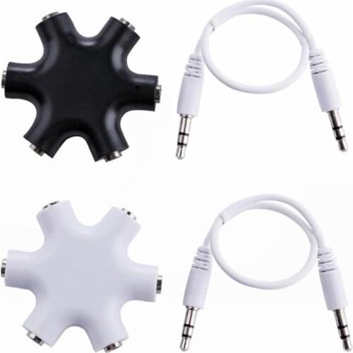 3.5mm Earphone Headphone Audio Splitter 1 Male to 5 Female Port Cable Adapter Converter Connector High Quality Audio Splitter