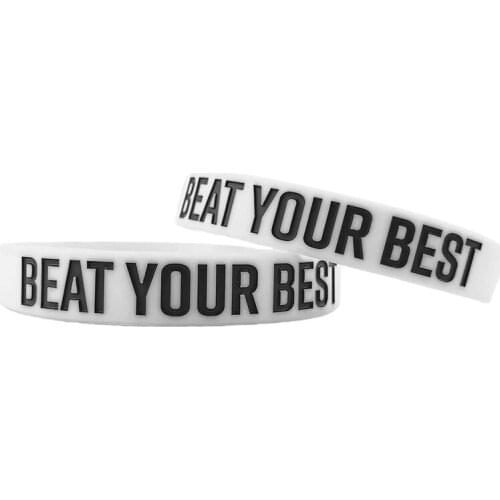 300pcs Motivational BEAT YOUR BEST Silicone Bracelets Rubber Wristbands Free Shipping by DHL