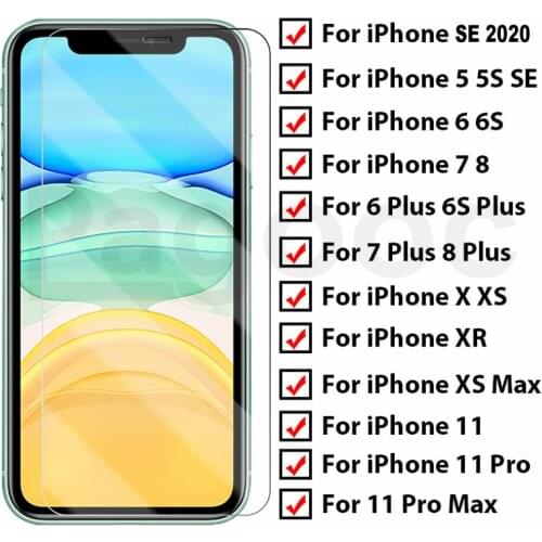 9H Protective Tempered Glass on the For iPhone XR XS 11 Pro Max X 5 5S SE 2020 Glass Film iPhone 6 6S 7 8 Plus Screen Protector