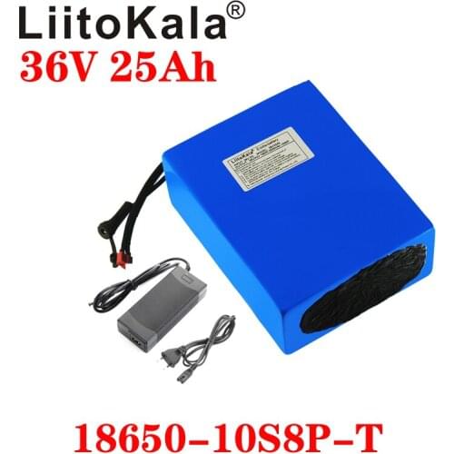 LiitoKala 36V 25ah 18650 10S8P Electric Bicycle Battery 36V 25AH 1000W Lithium Battery Built-in 20A BMS Electric Bikes Motor