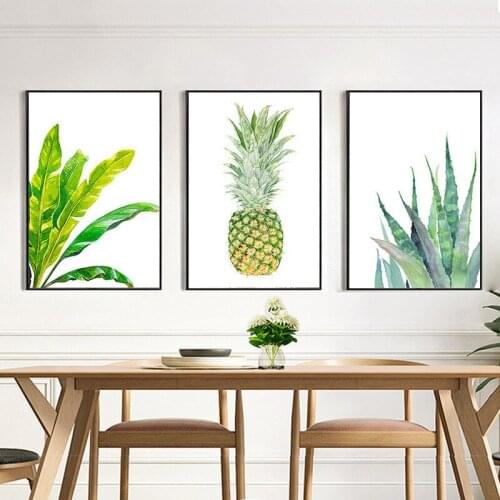 Pineapple Cactus Leaves Plant Print Nordic Canvas Painting Art Poster Home Decor Wall Poster Living Room Bedroom Backdrop Supply