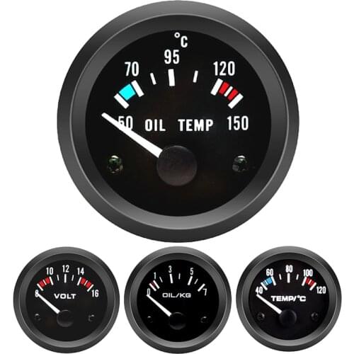Car Gauge 2Inch 52mm Vehicle Meter 12V Black Shell Universal Vehicle Meter