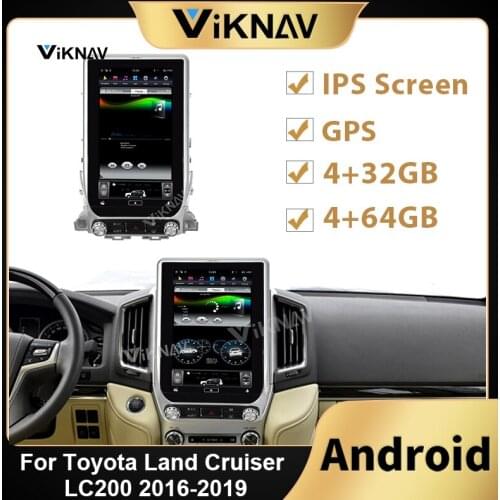 Car Stereo Receiver Radio for Toyota Land Cruiser LC200 2016 2017 2018 2019 Android Multimedia Player GPS Vertical Screen 13.6