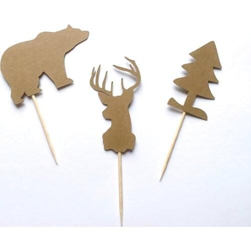Glitter Lumberjack Woodland Woodland Forest Animals cupcake toppers welcome baby shower toothpicks wedding birthday party decor